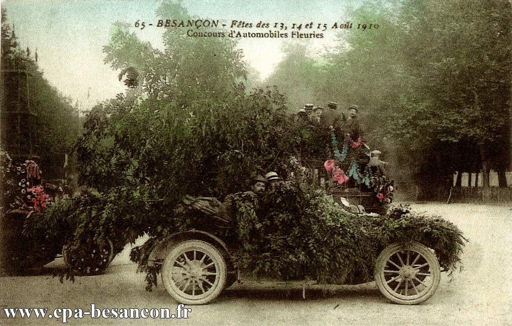 65 - BESANÇON - Fêtes des 13, 14 et 15 Août 1910 - Concours d'Automobiles Fleuries